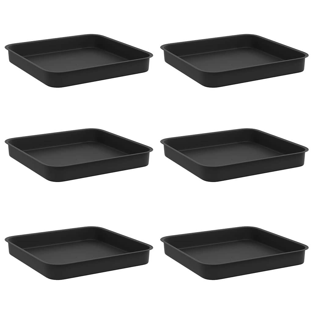 Τετραγωνικός Δίσκος Λουλουδιών 6 pcs Μαύρο 15 x 15 x 2 εκ. - Pakobazaar