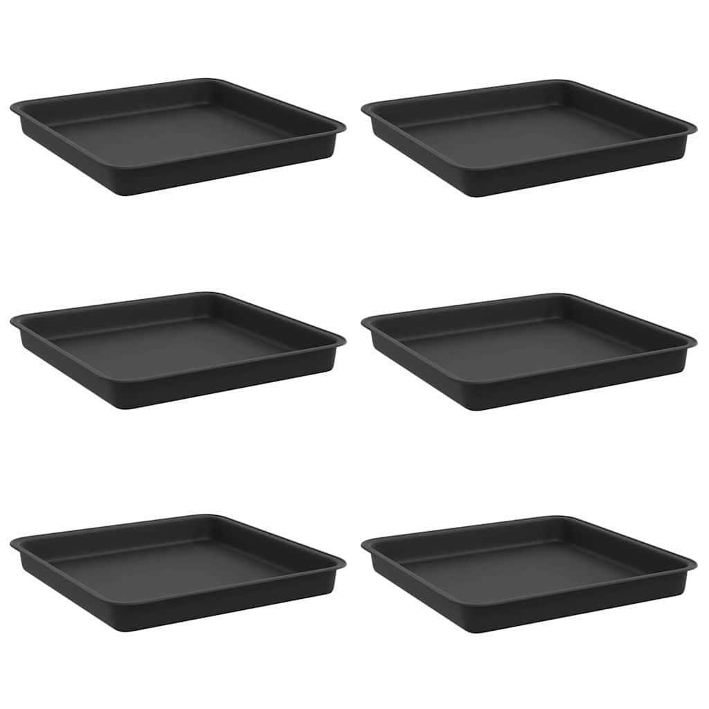 Τετραγωνικός Δίσκος Λουλουδιών 6 pcs Μαύρο 18 x 18 x 2 εκ. - Pakobazaar