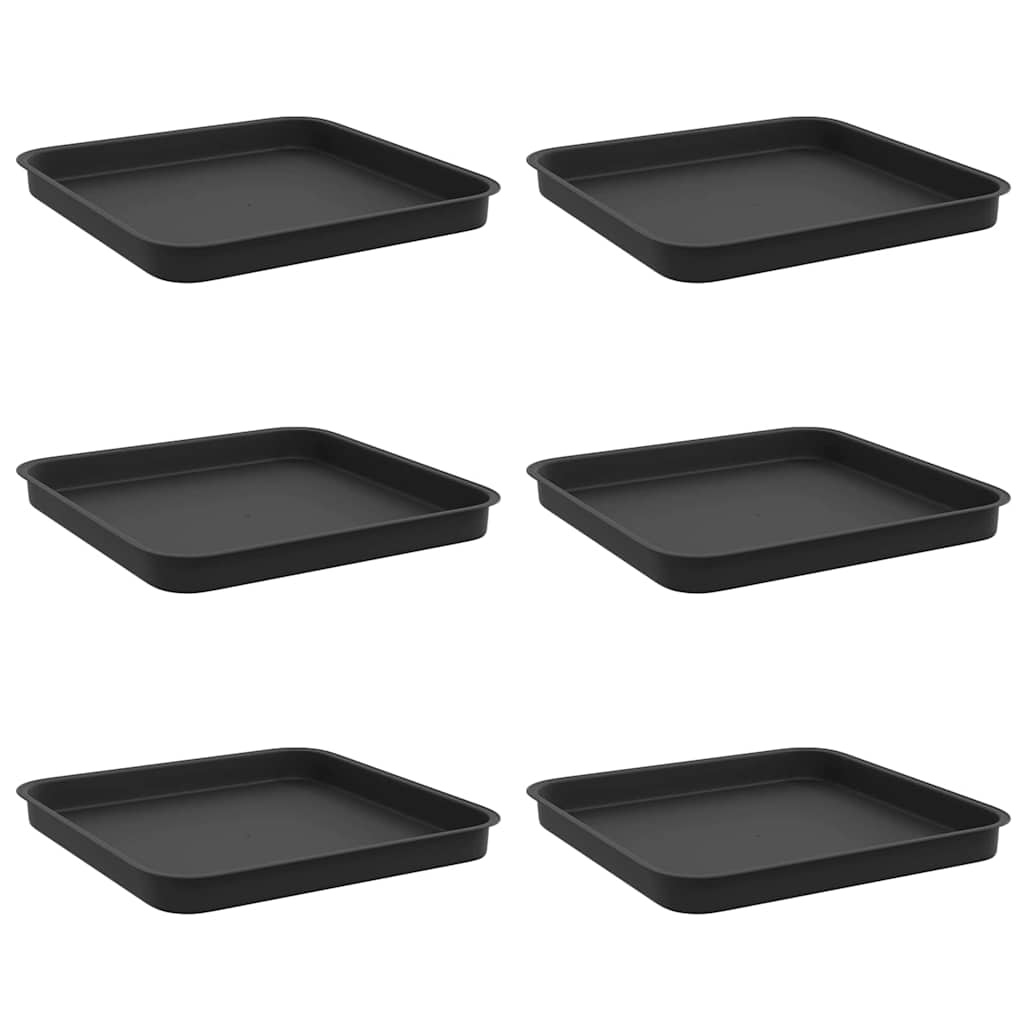 Τετραγωνικός Δίσκος Λουλουδιών 6 pcs Μαύρο 21 x 21 x 2 εκ. - Pakobazaar
