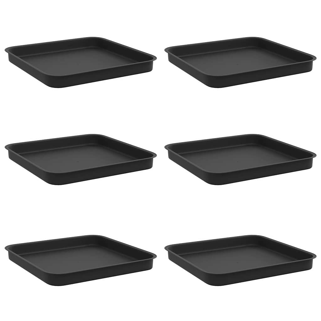 Τετραγωνικός Δίσκος Λουλουδιών 6 pcs Μαύρο Πλαστικό - Pakobazaar