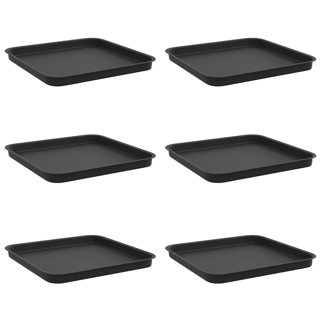Τετραγωνικός Δίσκος Λουλουδιών 6 pcs Μαύρο 32 x 32 x 2,5 εκ. - Pakobazaar