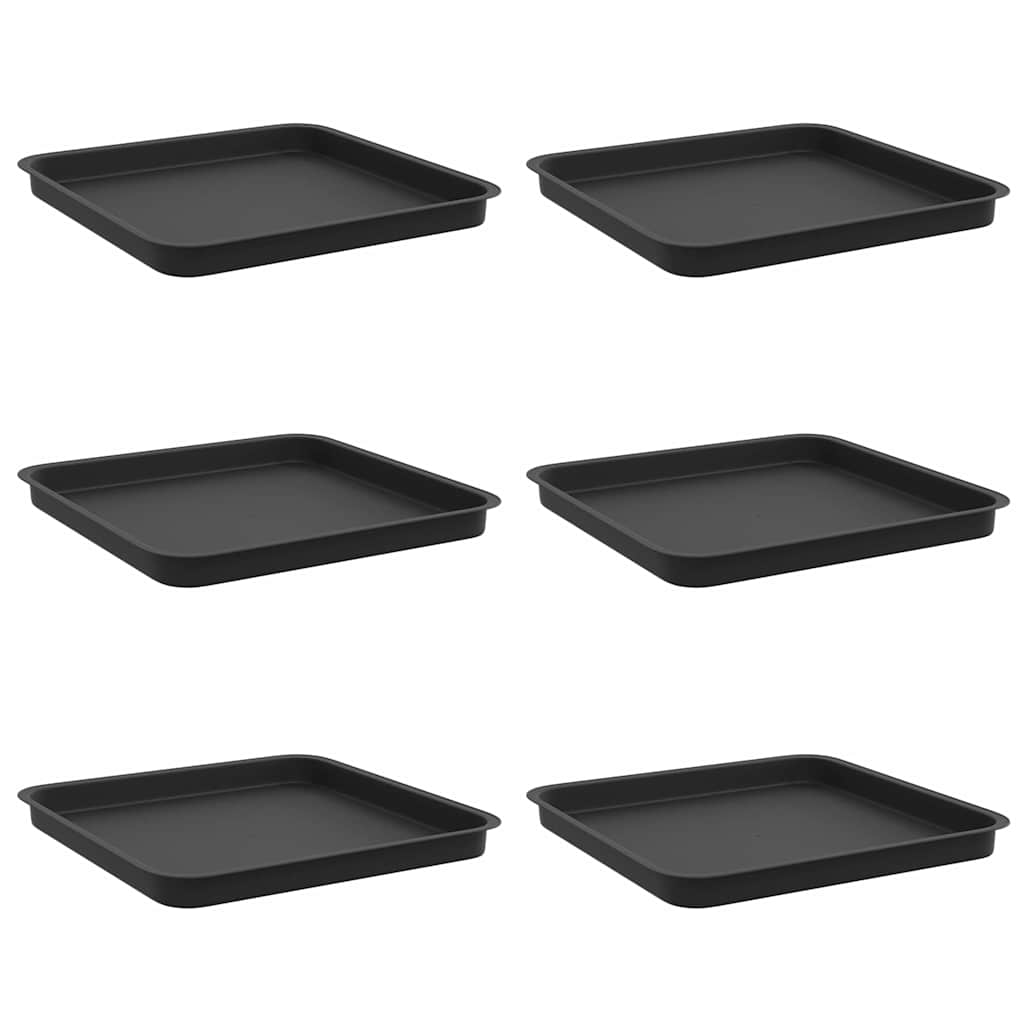 Τετραγωνικός Δίσκος Λουλουδιών 6 pcs Μαύρο 36 x 36 x 2.5 εκ. - Pakobazaar