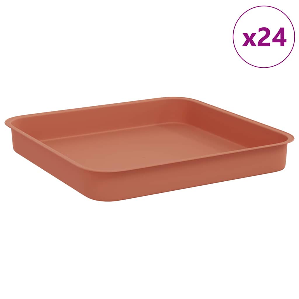 Τετραγωνικός Δίσκος Λουλουδιών 24 pcs Κεραμιδί 15 x 15 x 2 εκ. - Pakobazaar