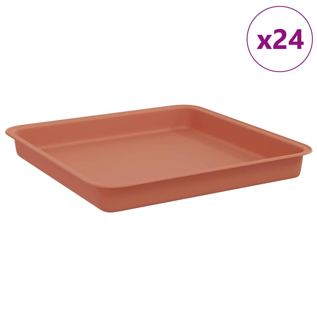 Τετραγωνικός Δίσκος Λουλουδιών 24 pcs Κεραμιδί 18 x 18 x 2 εκ. - Pakobazaar