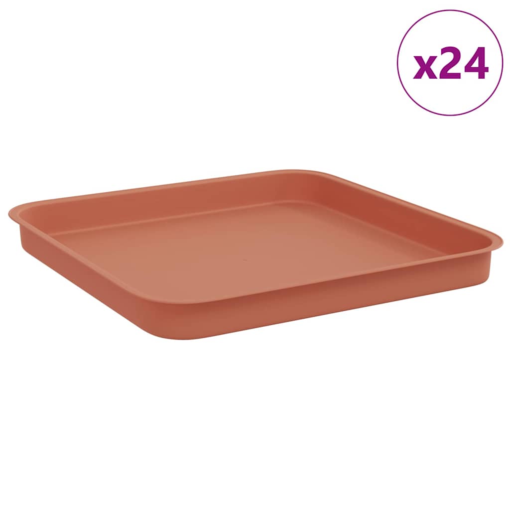 Τετραγωνικός Δίσκος Λουλουδιών 24 pcs Κεραμιδί 21 x 21 x 2 εκ. - Pakobazaar