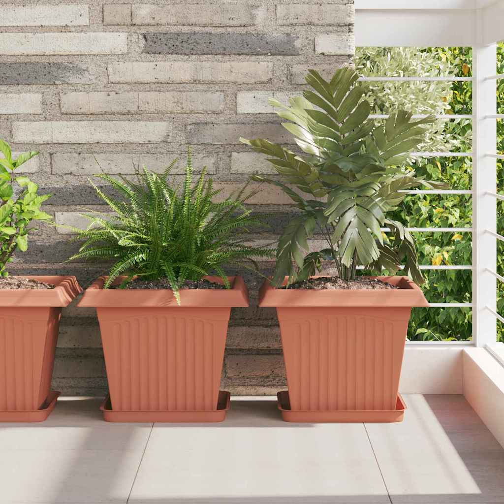 Τετραγωνικός Δίσκος Λουλουδιών 24 pcs Κεραμιδί Πλαστικό - Pakobazaar