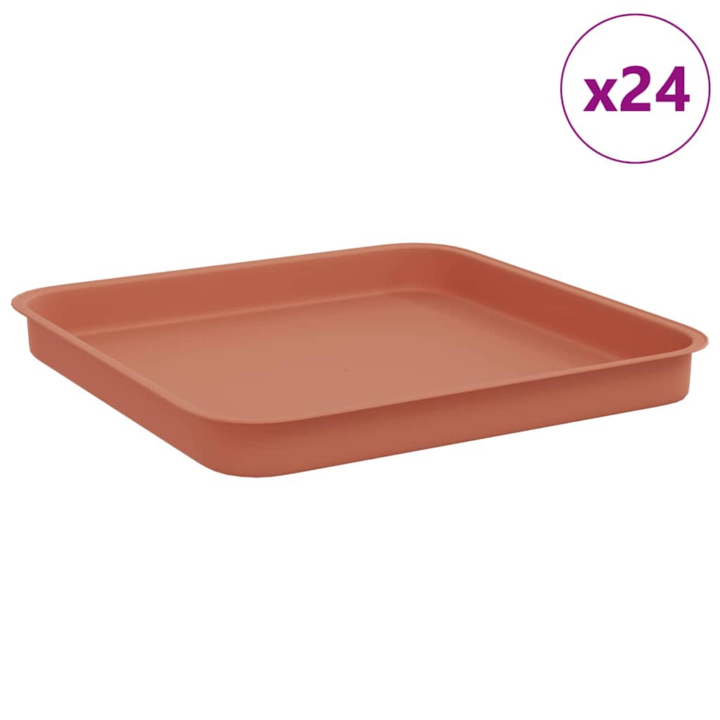 Τετραγωνικός Δίσκος Λουλουδιών 24 pcs Κεραμιδί Πλαστικό - Pakobazaar