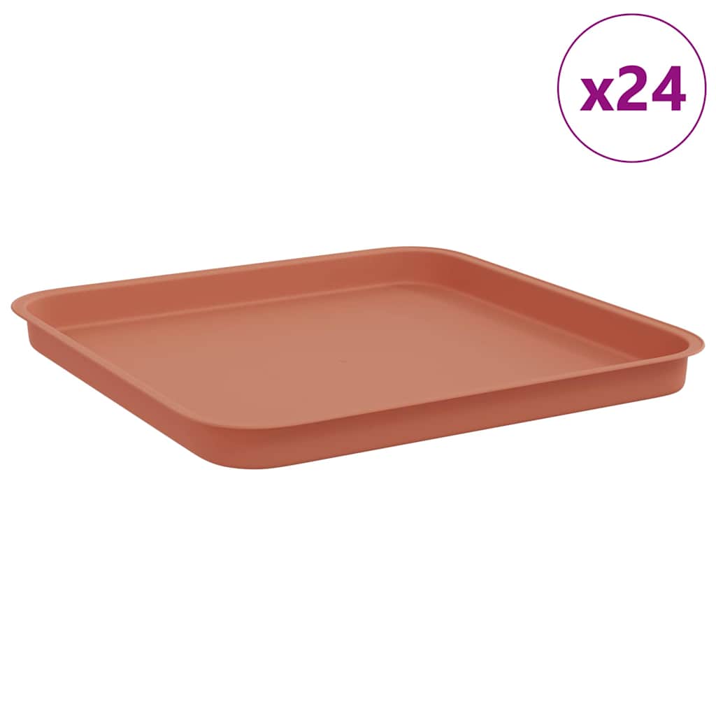 Τετραγωνικός Δίσκος Λουλουδιών 24 pcs Κεραμιδί Πλαστικό - Pakobazaar