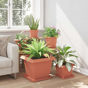 Τετραγωνικός Δίσκος Λουλουδιών 24 pcs Κεραμιδί - Pakobazaar