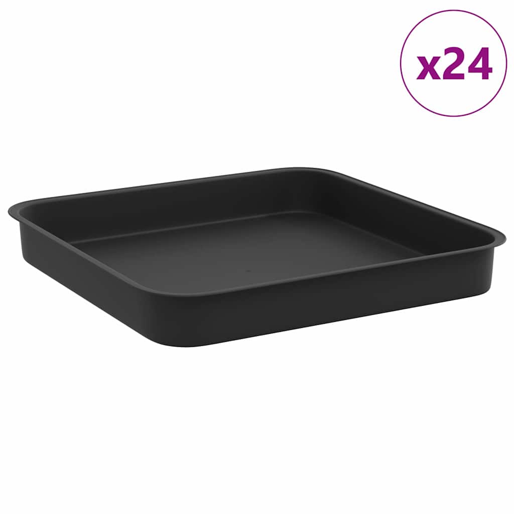 Τετραγωνικός Δίσκος Λουλουδιών 24 pcs Μαύρο 15 x 15 x 2 εκ. - Pakobazaar