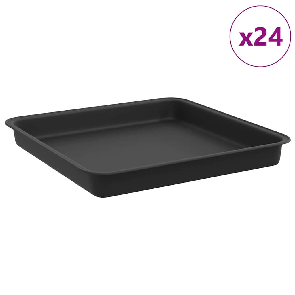 Τετραγωνικός Δίσκος Λουλουδιών 24 pcs Μαύρο 18 x 18 x 2 εκ. - Pakobazaar