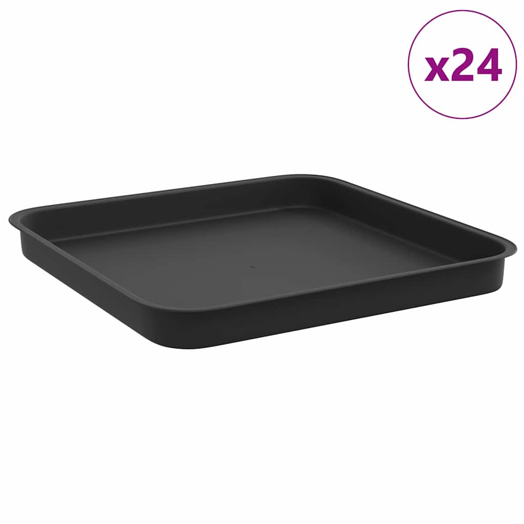 Τετραγωνικός Δίσκος Λουλουδιών 24 pcs Μαύρο 21 x 21 x 2 εκ. - Pakobazaar