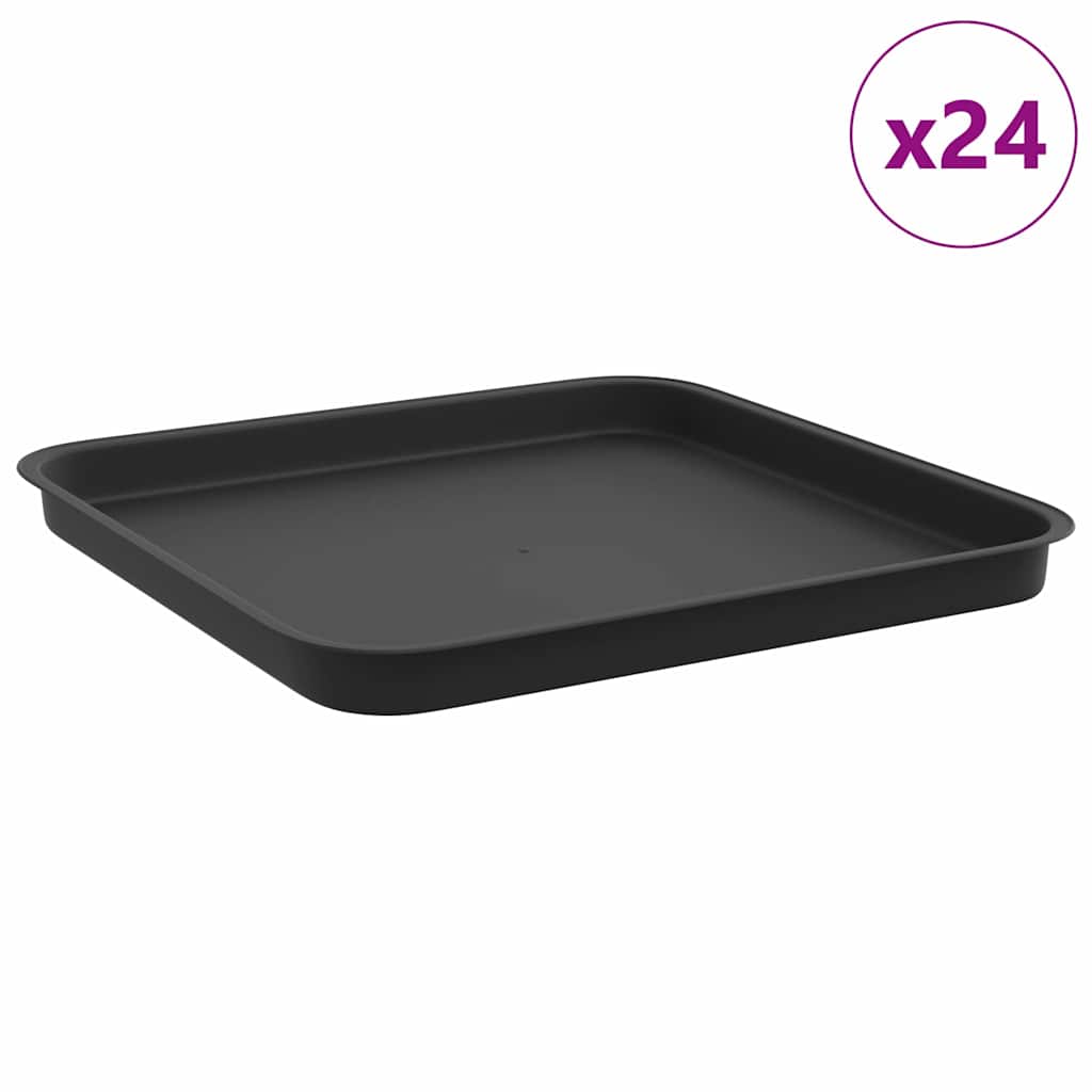 Τετραγωνικός Δίσκος Λουλουδιών 24 pcs Μαύρο 32 x 32 x 2,5 εκ. - Pakobazaar