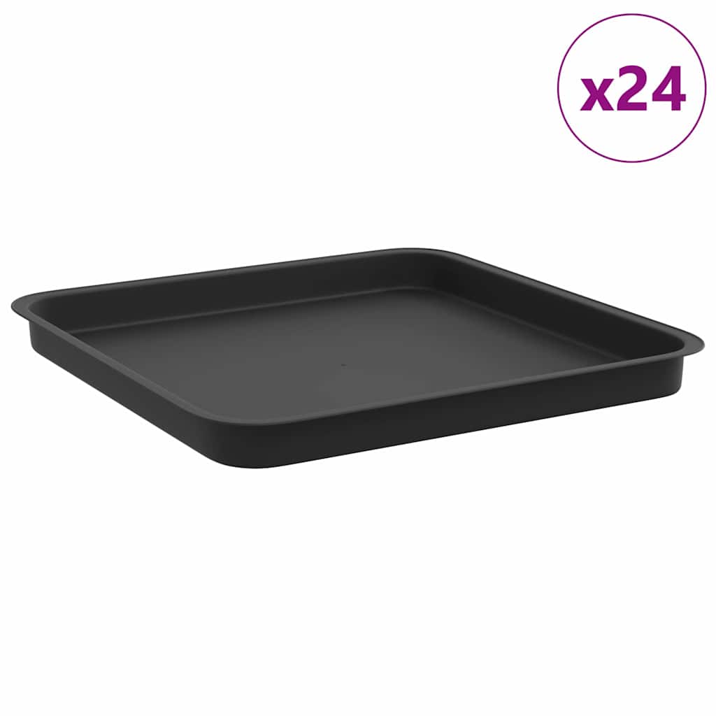 Τετραγωνικός Δίσκος Λουλουδιών 24 pcs Μαύρο 36 x 36 x 2.5 εκ. - Pakobazaar