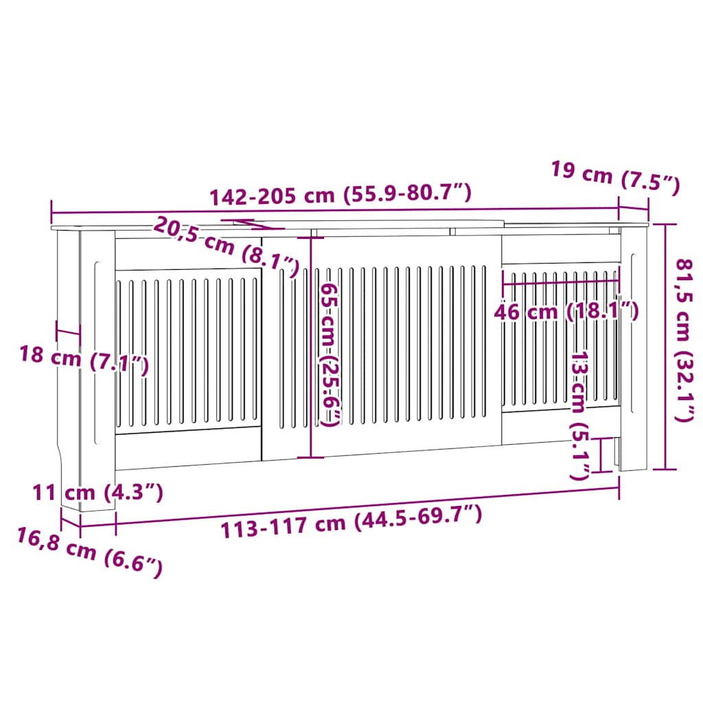 Καπάκι Καλοριφέρ 2 pcs Γκρι 205 x 20,5 x 81,5 εκ. - Pakobazaar