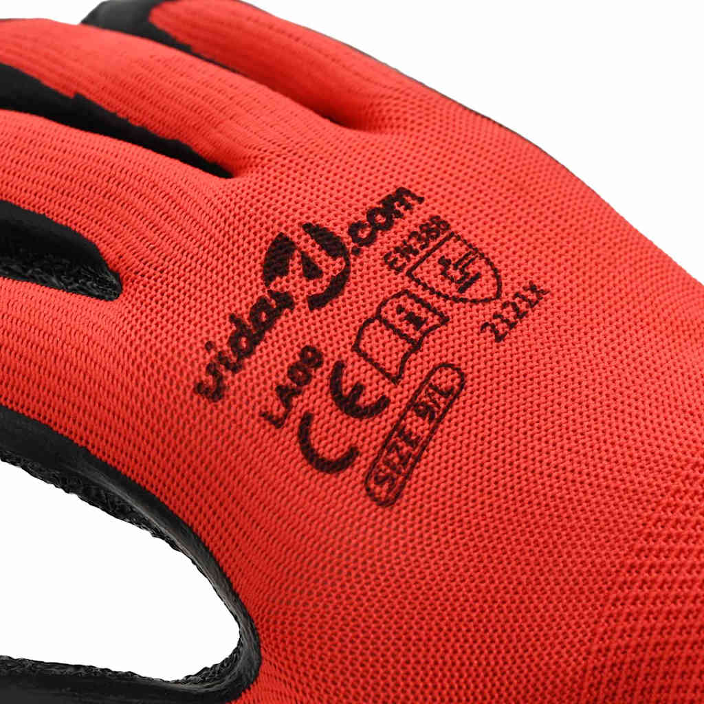 Γάντια Εργασίας 24 pcs Κόκκινο και Μαύρο 9 / l - Pakobazaar