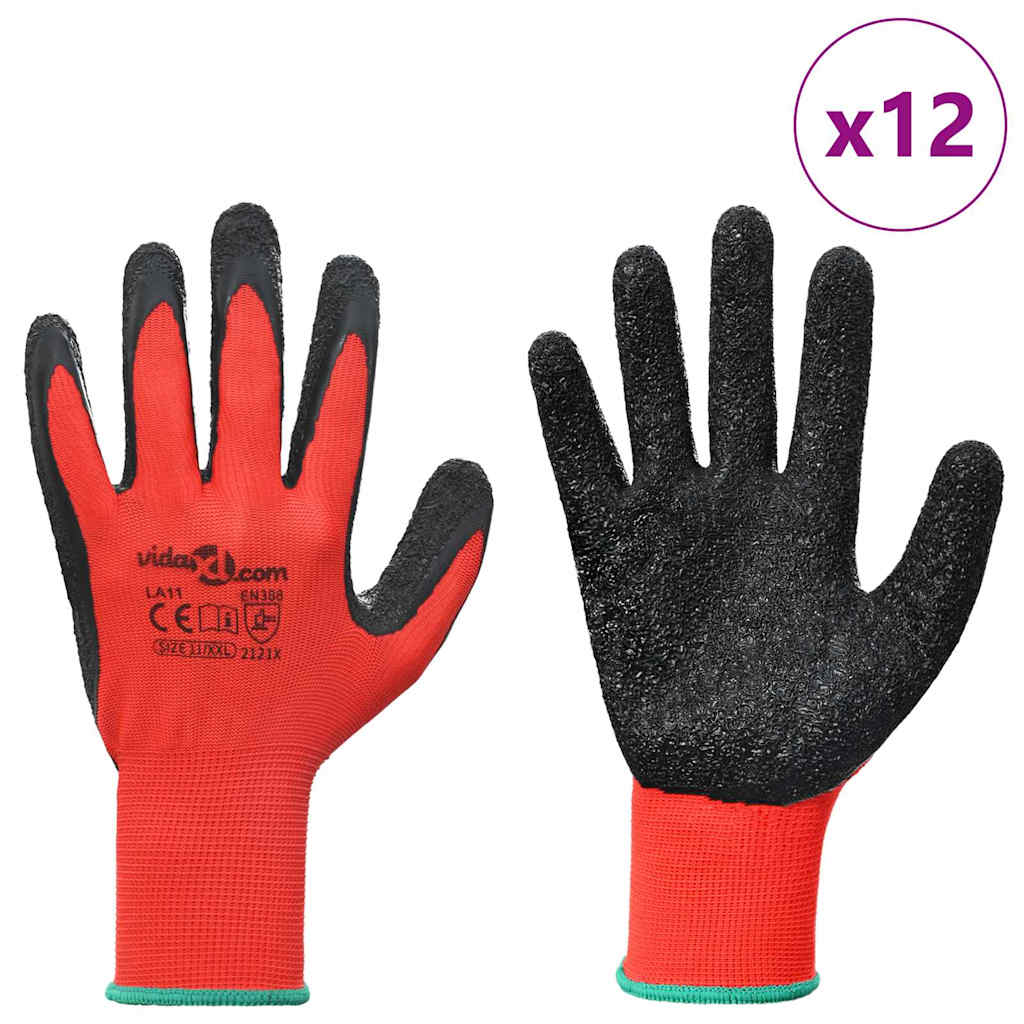 Γάντια Εργασίας 12 pcs Κόκκινο και Μαύρο 11 / XXL - Pakobazaar