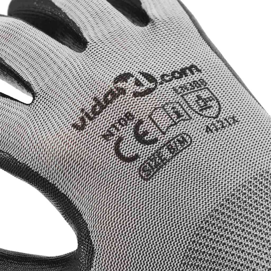 Γάντια Εργασίας 24 pcs Γκρι και Μαύρο 8 / m Πολυεστέρας - Pakobazaar