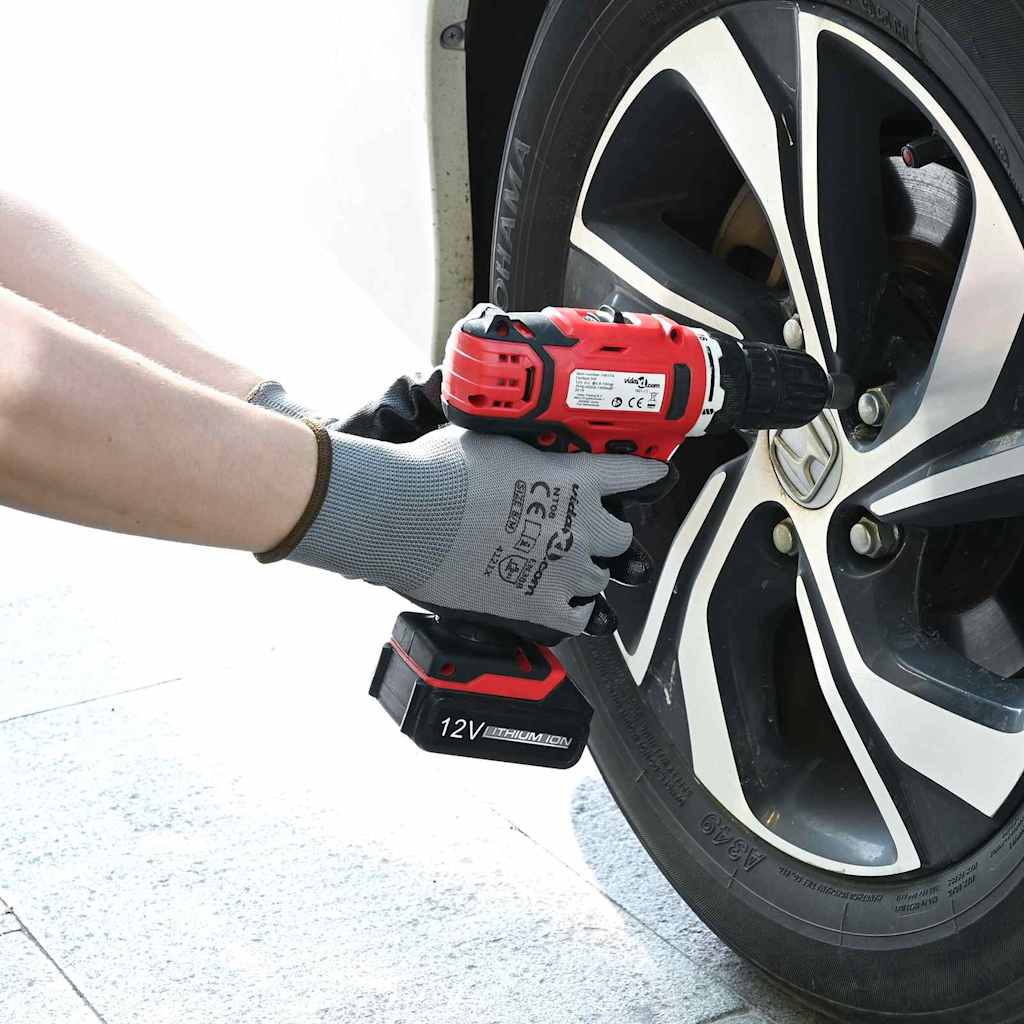 Γάντια Εργασίας 24 pcs Γκρι και Μαύρο 8 / m Πολυεστέρας - Pakobazaar