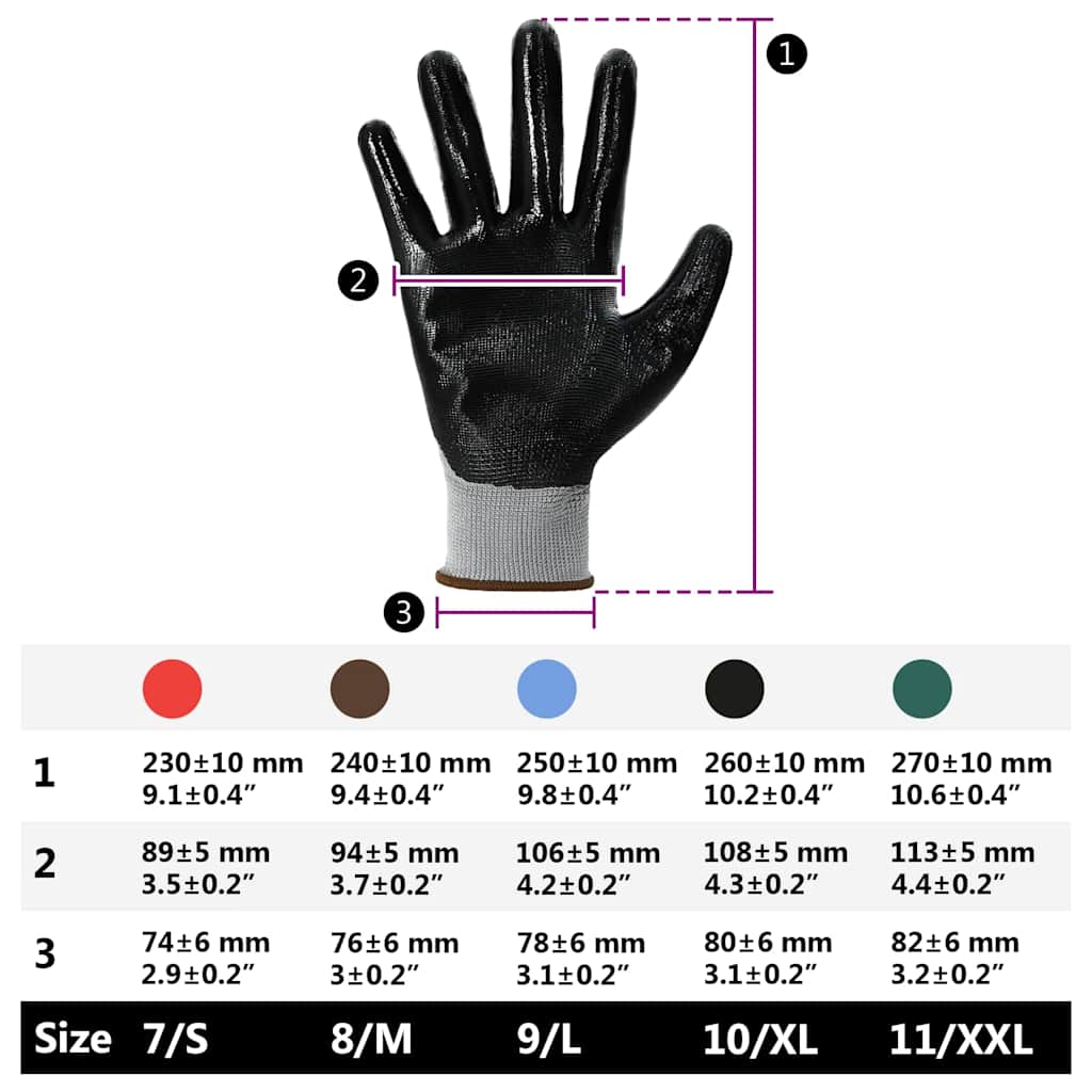 Γάντια Εργασίας 24 pcs Γκρι και Μαύρο 8 / m Πολυεστέρας - Pakobazaar