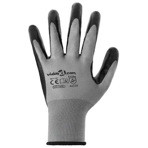 Γάντια Εργασίας 24 pcs Γκρι και Μαύρο 10 / xl Πολυεστέρας - Pakobazaar