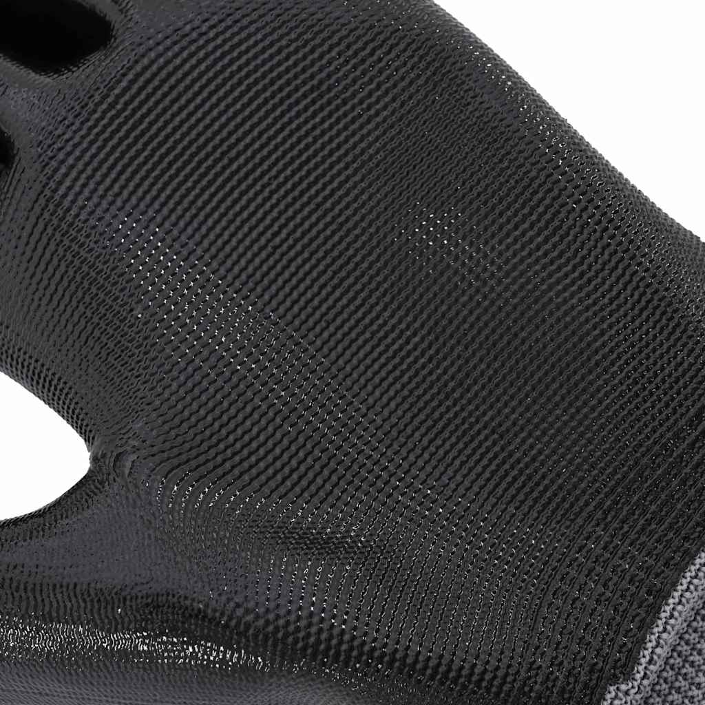 Γάντια Εργασίας 12 pcs Γκρι και Μαύρο 11 / XXL Πολυεστέρας - Pakobazaar