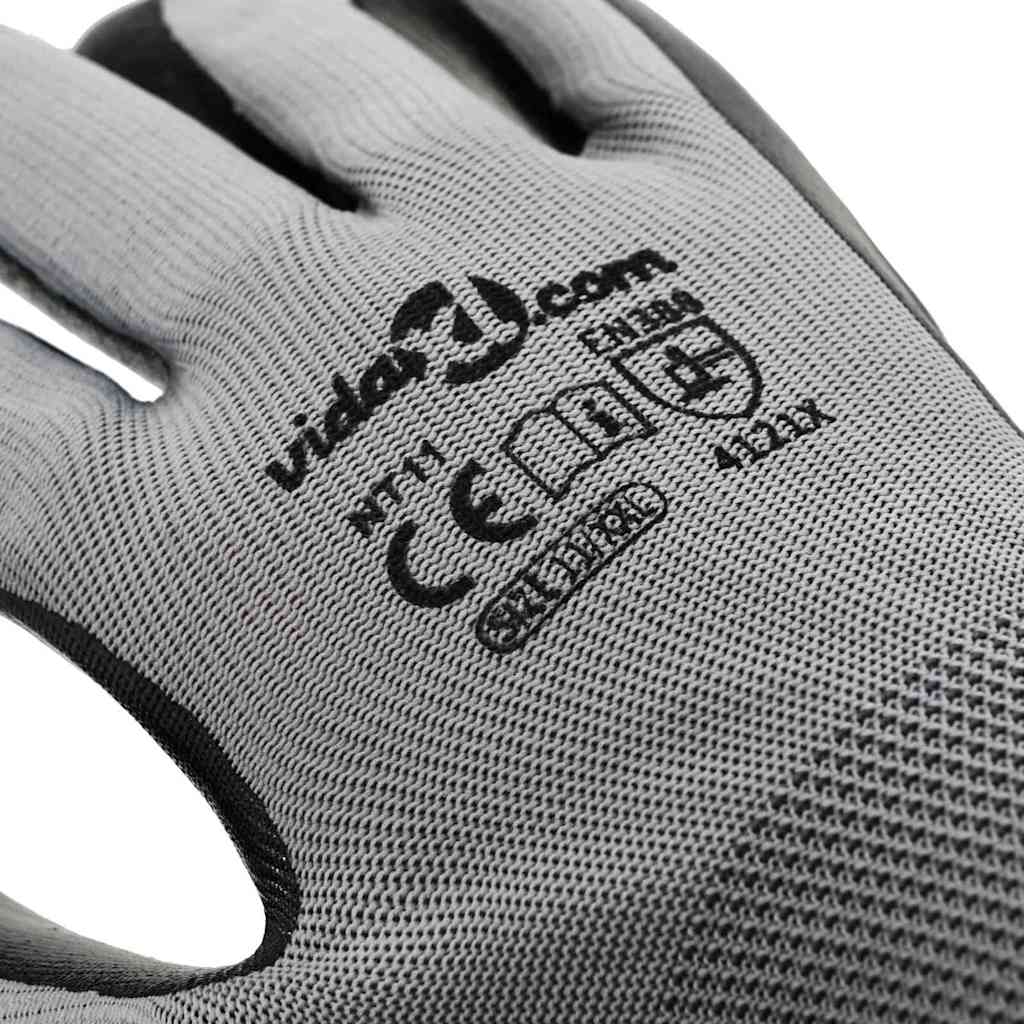 Γάντια Εργασίας 12 pcs Γκρι και Μαύρο 11 / XXL Πολυεστέρας - Pakobazaar