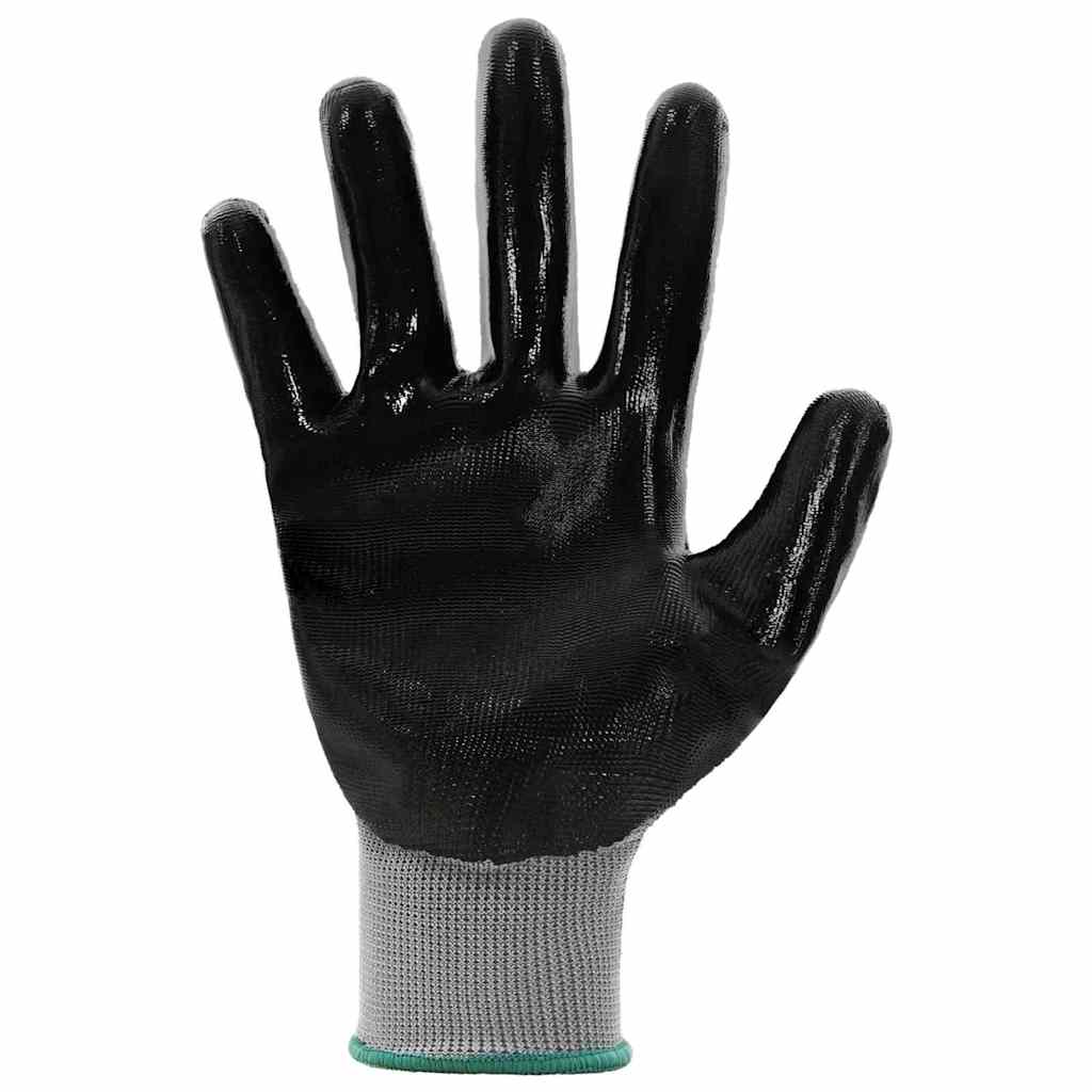 Γάντια Εργασίας 24 pcs Γκρι και Μαύρο 11 / XXL Πολυεστέρας - Pakobazaar