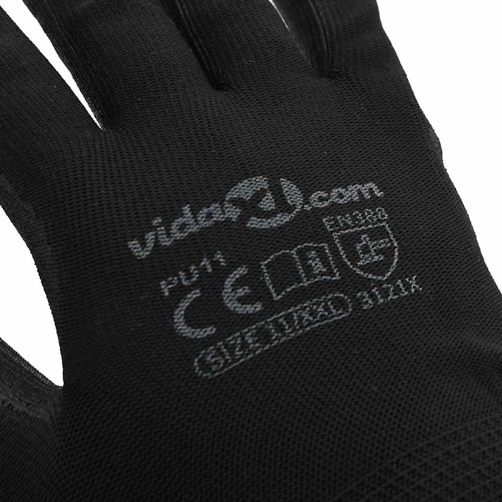 Γάντια Εργασίας 24 pcs Μαύρο 11 / XXL Πολυεστέρας - Pakobazaar