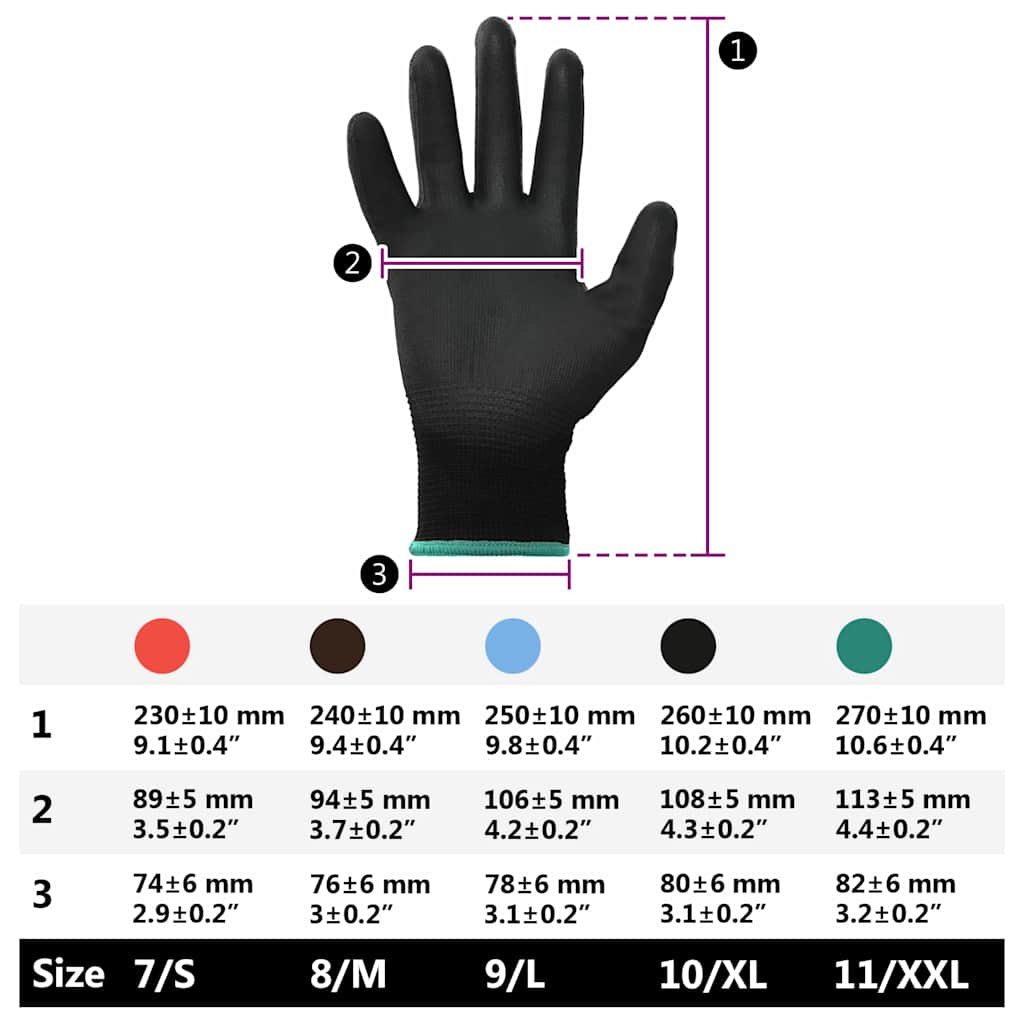 Γάντια Εργασίας 24 pcs Μαύρο 11 / XXL Πολυεστέρας - Pakobazaar