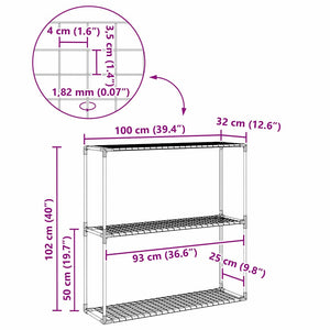 Ράφι φυτών 3 επιπέδων Μαύρο 100 x 32 x 102 εκ. Ατσάλι