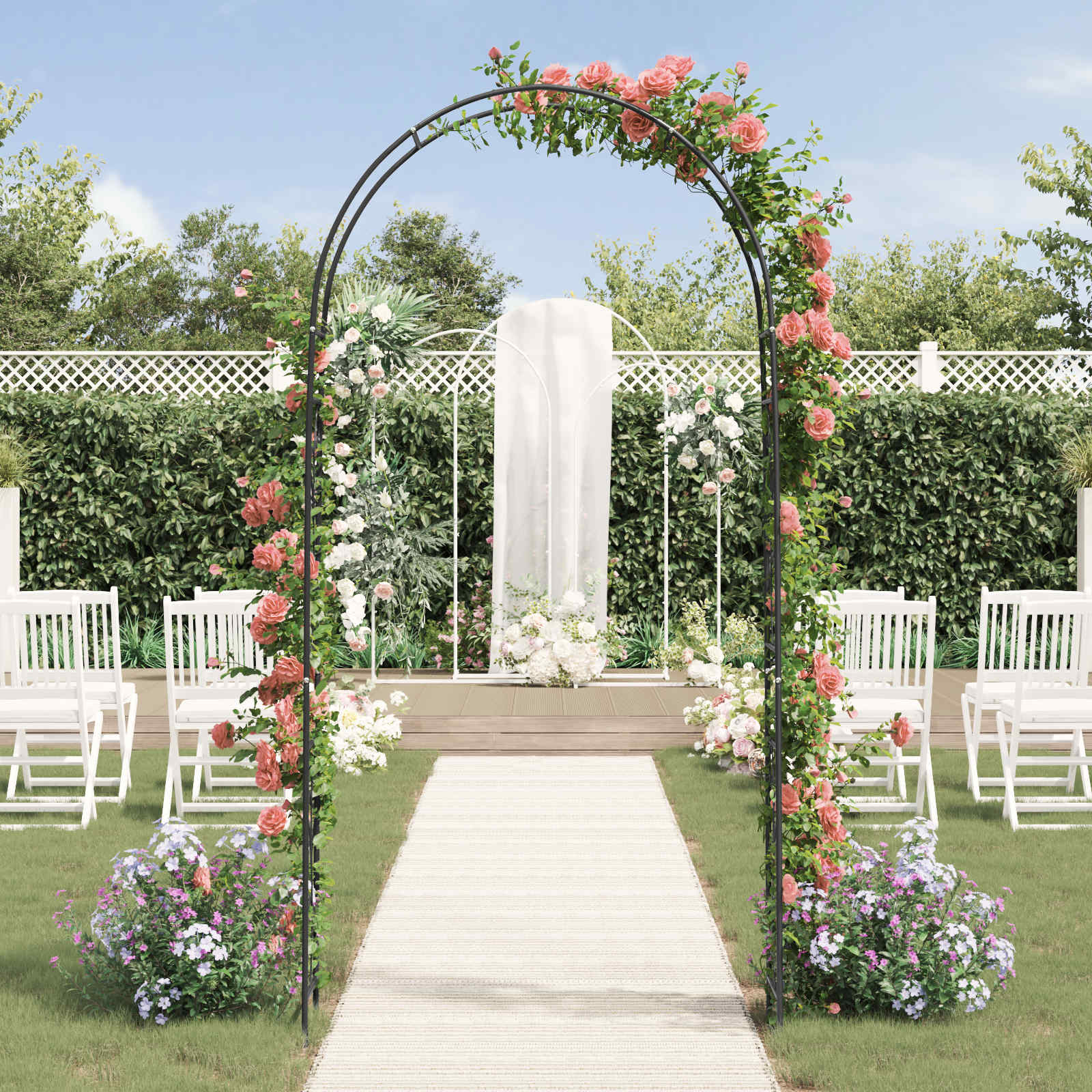 Κήπος Αψίδα Floral Μαύρο 115 x 37 x 231 εκ. - Pakobazaar