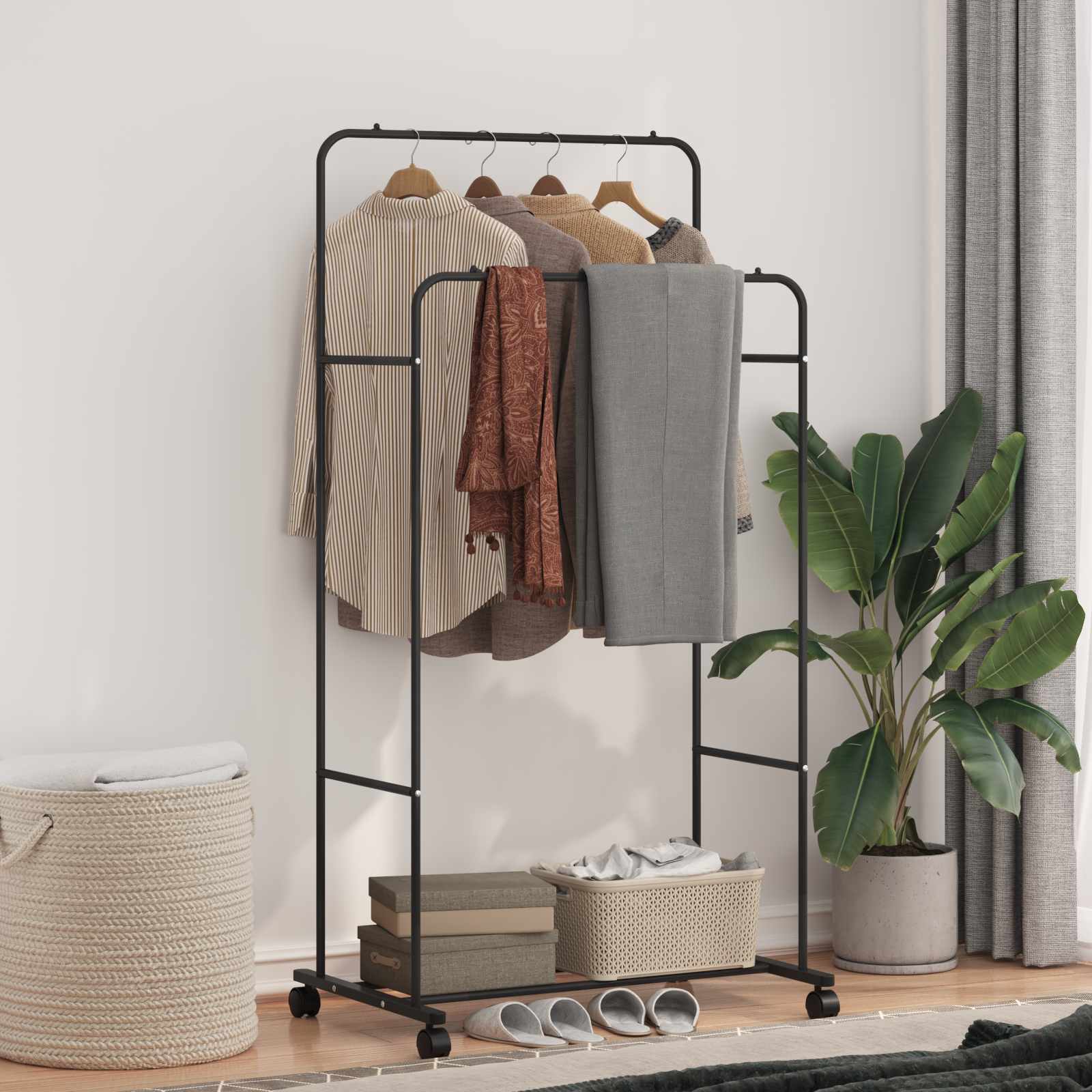 Ράφι Ρούχων Μονόχρωμο Μαύρο 80 x 53 x 156 εκ - Pakobazaar