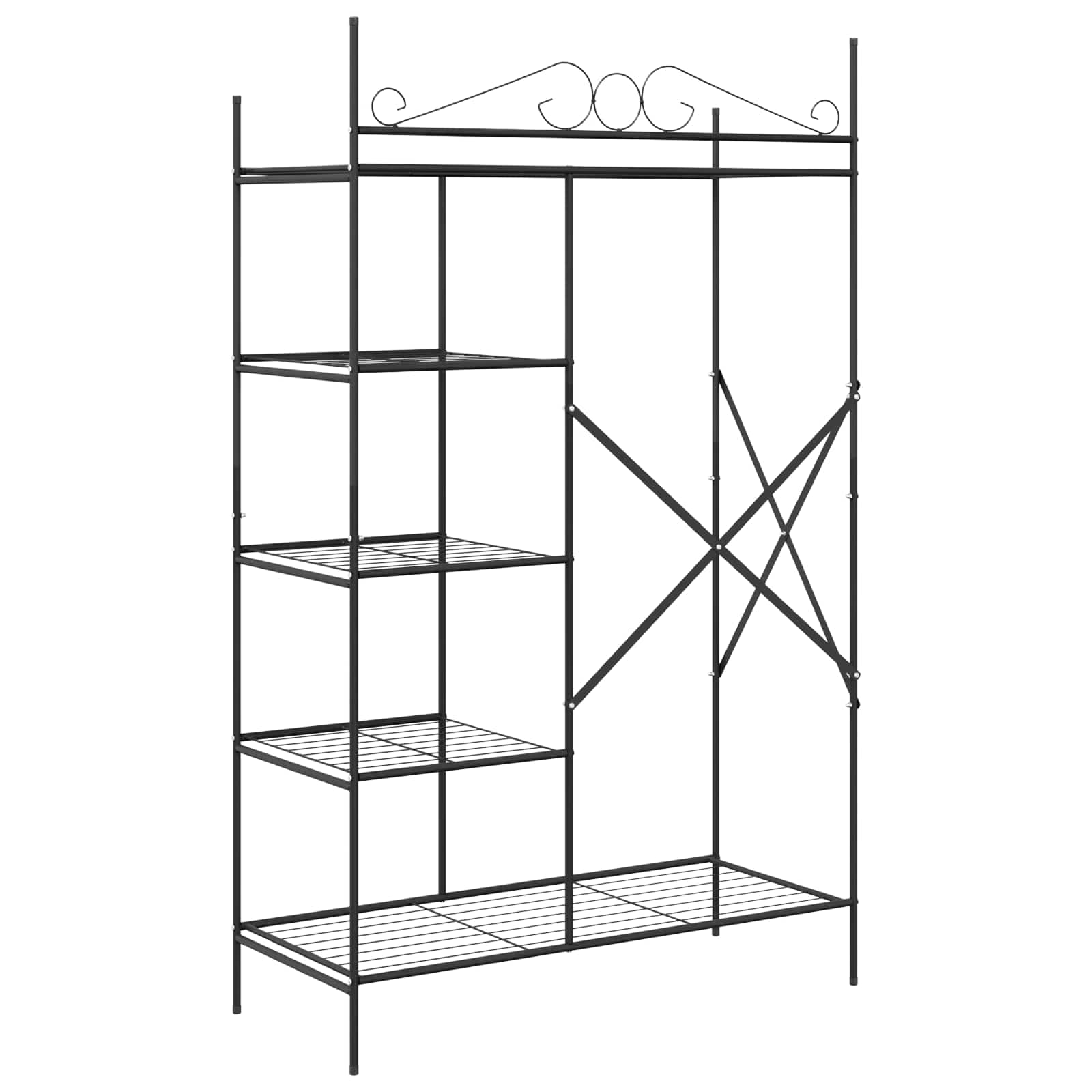 Ανοιχτή Ντουλάπα με ράφι Μαύρο 104,5 x 45 x 172 εκ. Ατσάλι - Pakobazaar