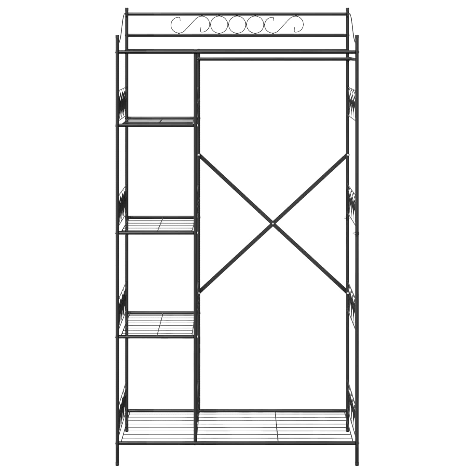 Ανοιχτή Ντουλάπα με ράφι Μαύρο 101 x 43 x 188 εκ. Ατσάλι - Pakobazaar