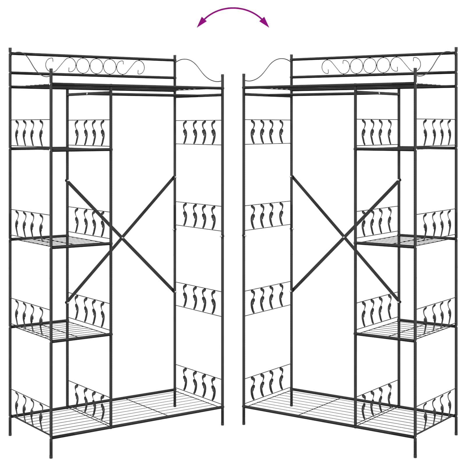 Ανοιχτή Ντουλάπα με ράφι Μαύρο 101 x 43 x 188 εκ. Ατσάλι - Pakobazaar