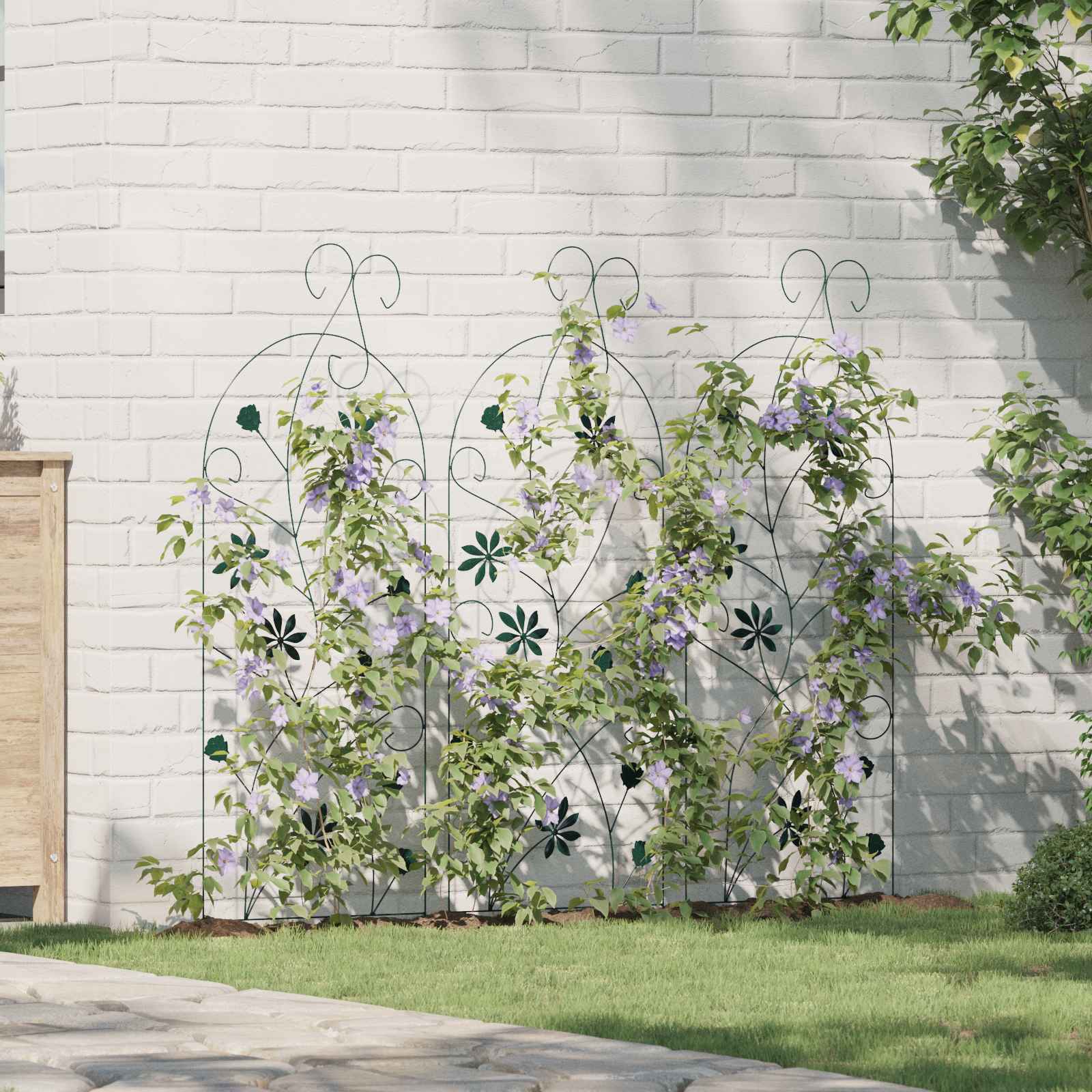 Φράχτης Κήπου 3 pcs Πράσινο 112 x 39,5 εκ. Ατσάλι - Pakobazaar