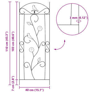 Φράχτης Κήπου 3 pcs Μαύρο 110 x 40 cm Ατσάλι - Pakobazaar