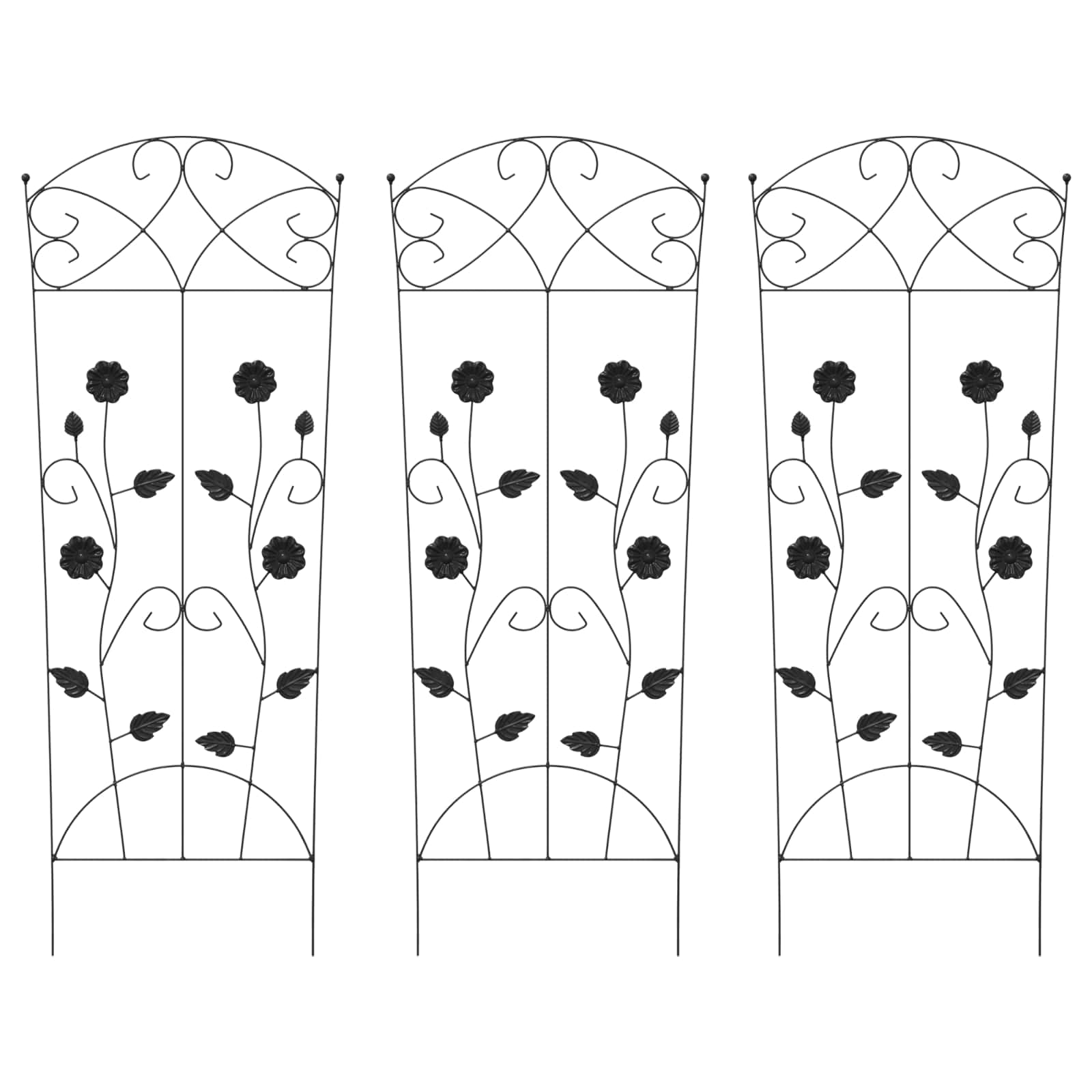 Φράχτης Κήπου 3 pcs Μαύρο 110,5 x 42,5 εκ Ατσάλι - Pakobazaar
