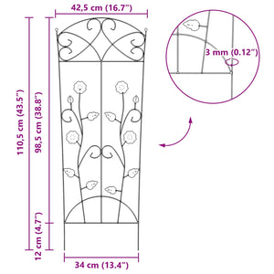 Φράχτης Κήπου 3 pcs Μαύρο 110,5 x 42,5 εκ Ατσάλι - Pakobazaar