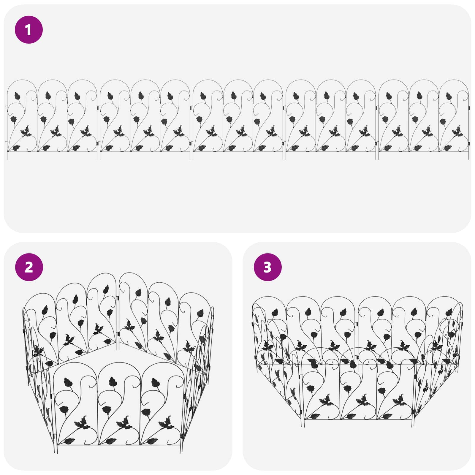 Φράχτης Κήπου 5 pcs Μαύρο Ατσάλι