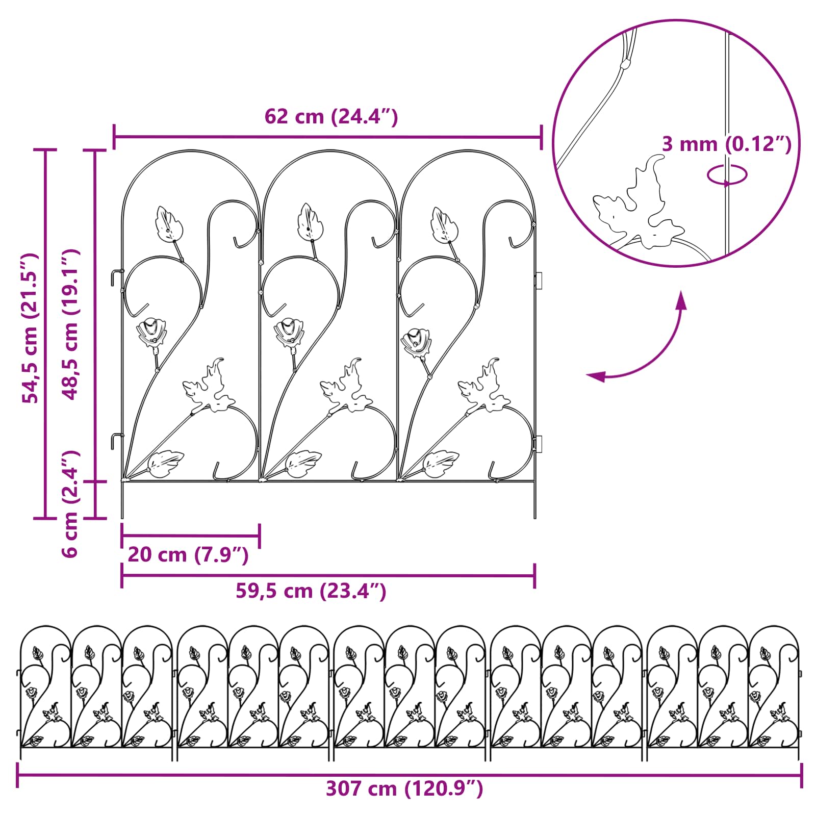 Φράχτης Κήπου 5 pcs Πράσινο Ατσάλι