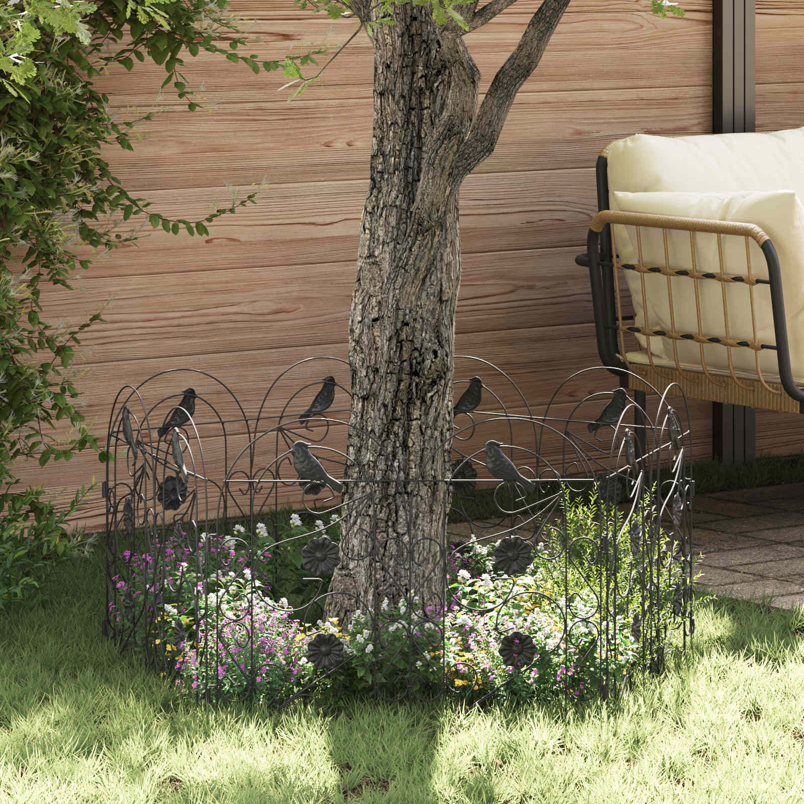 Φράχτης Κήπου 5 pcs Μαύρο Ατσάλι