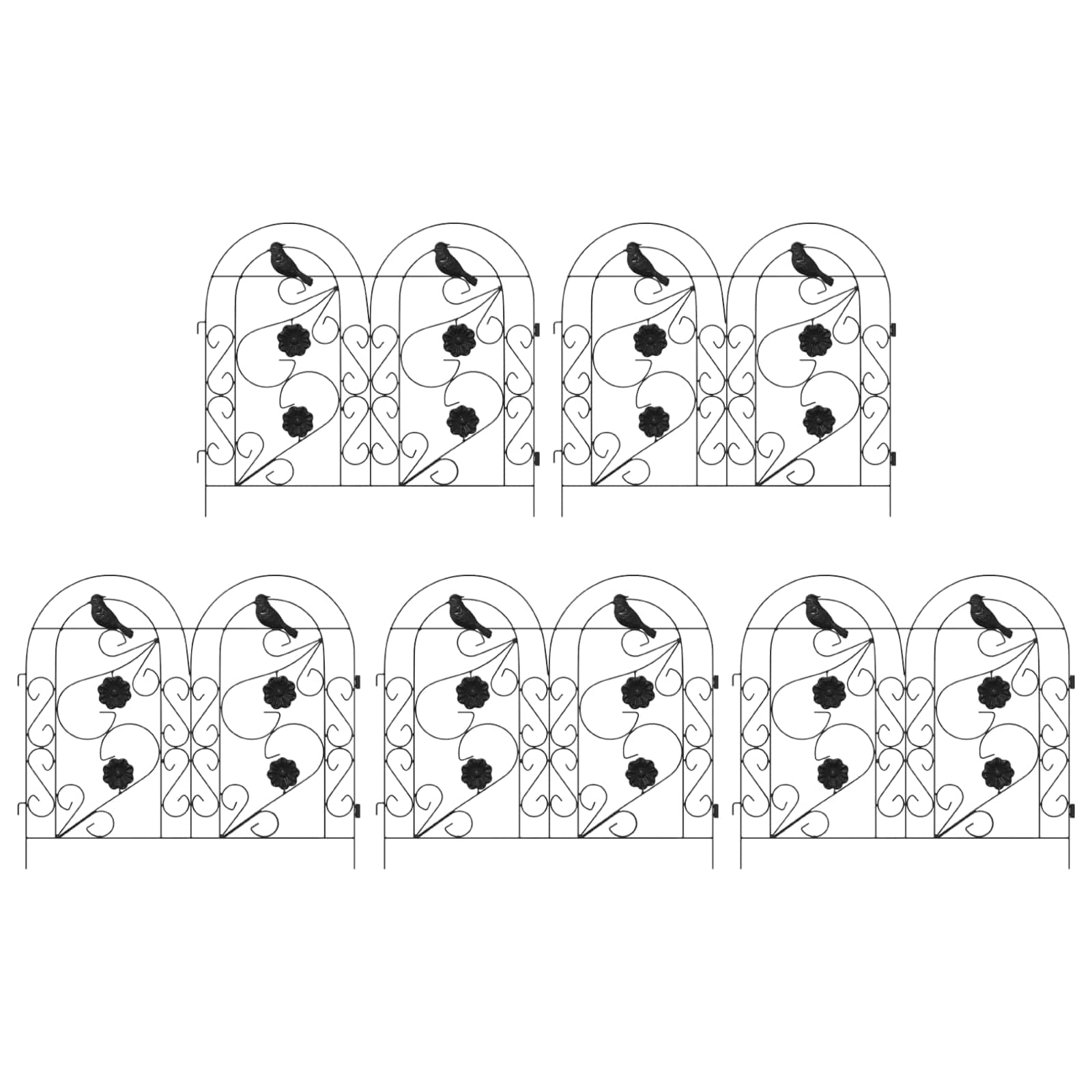 Φράχτης Κήπου 5 pcs Μαύρο Ατσάλι