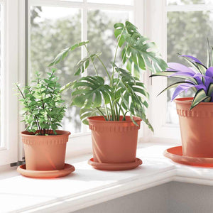 Γλάστρες φυτών 6 pcs Κεραμιδί Ø 15 x 12 cm Πλαστικό - Pakobazaar