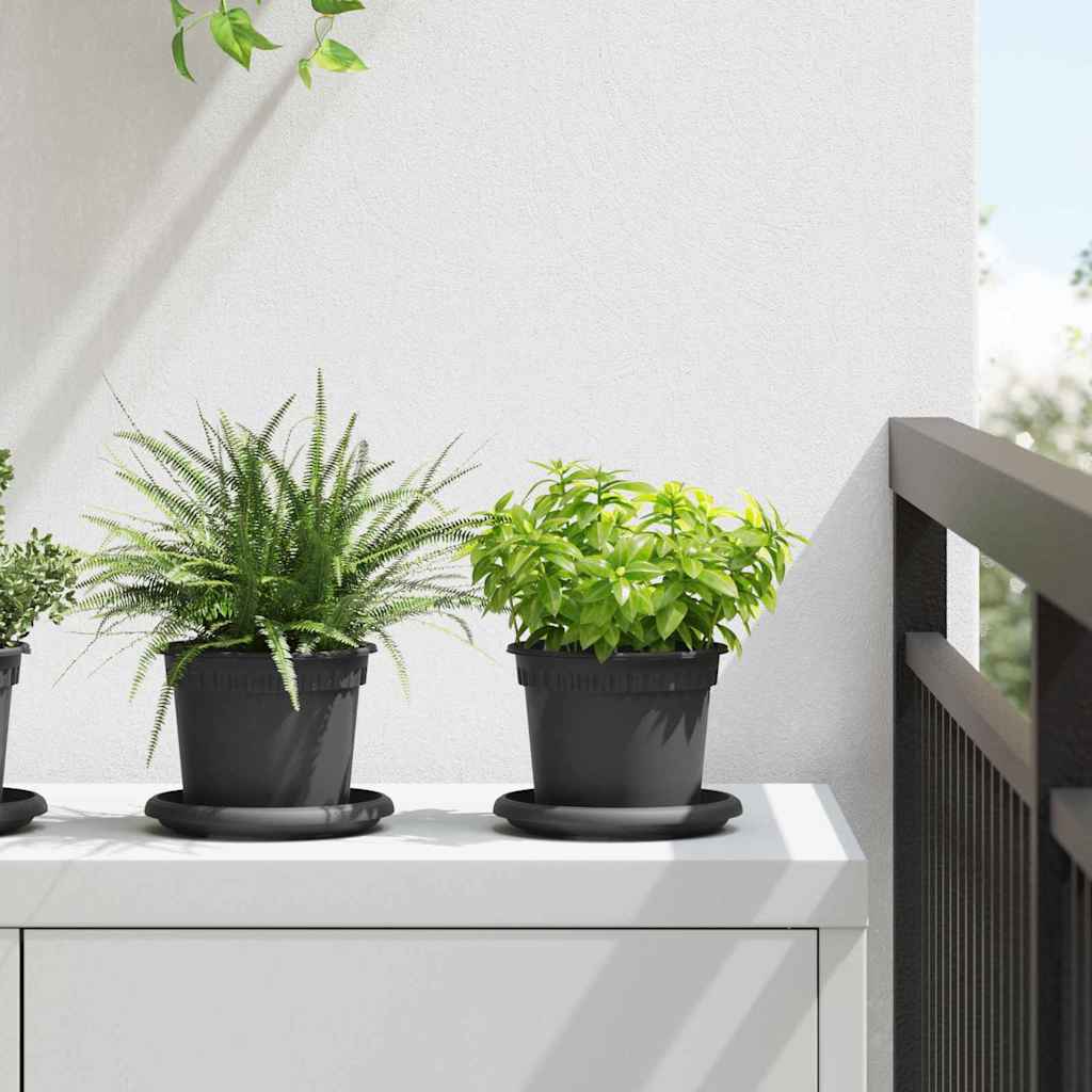 Γλάστρες φυτών 6 pcs Μαύρο Ø 12,5 x 10 εκ Πλαστικό - Pakobazaar