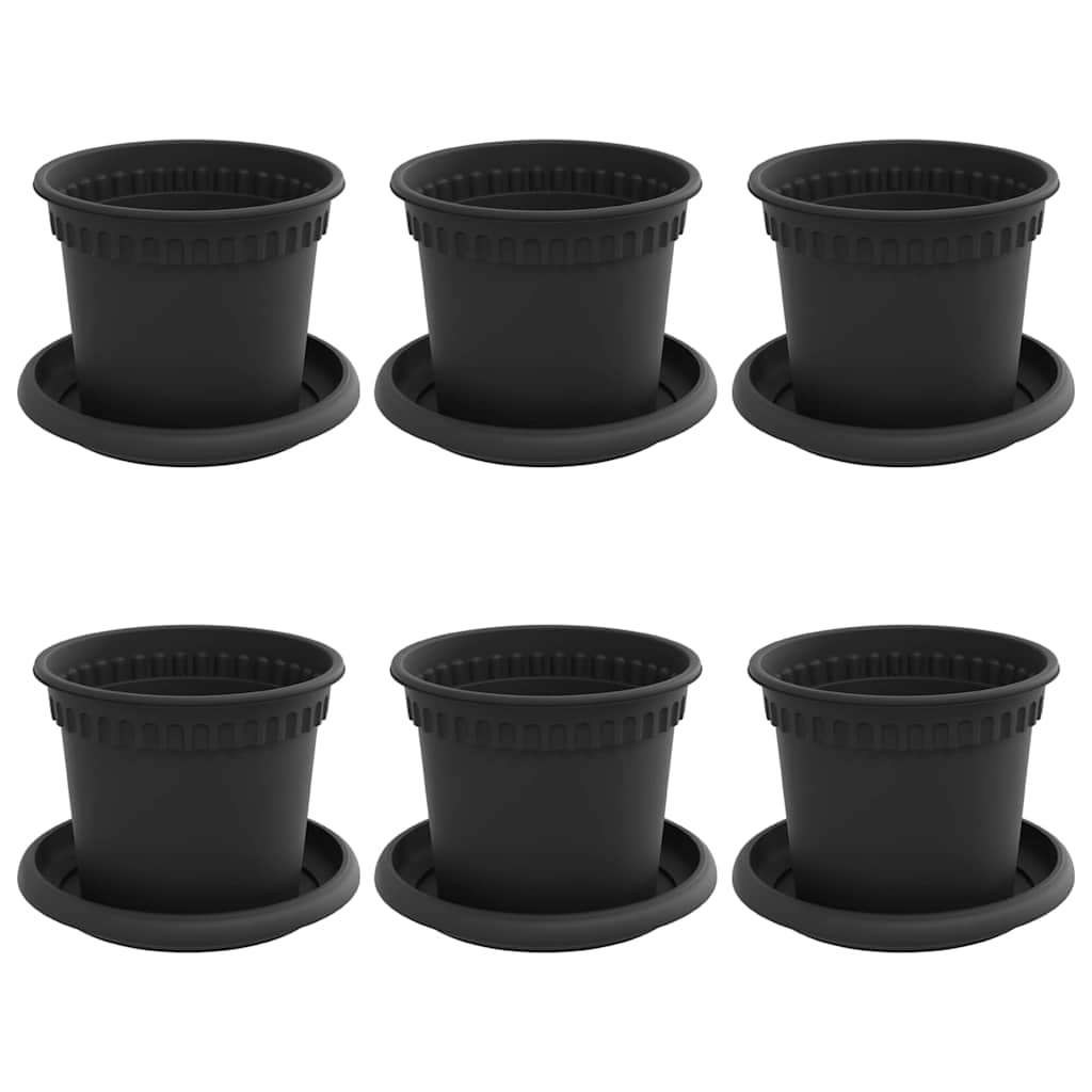 Γλάστρες φυτών 6 pcs Μαύρο Ø 12,5 x 10 εκ Πλαστικό - Pakobazaar