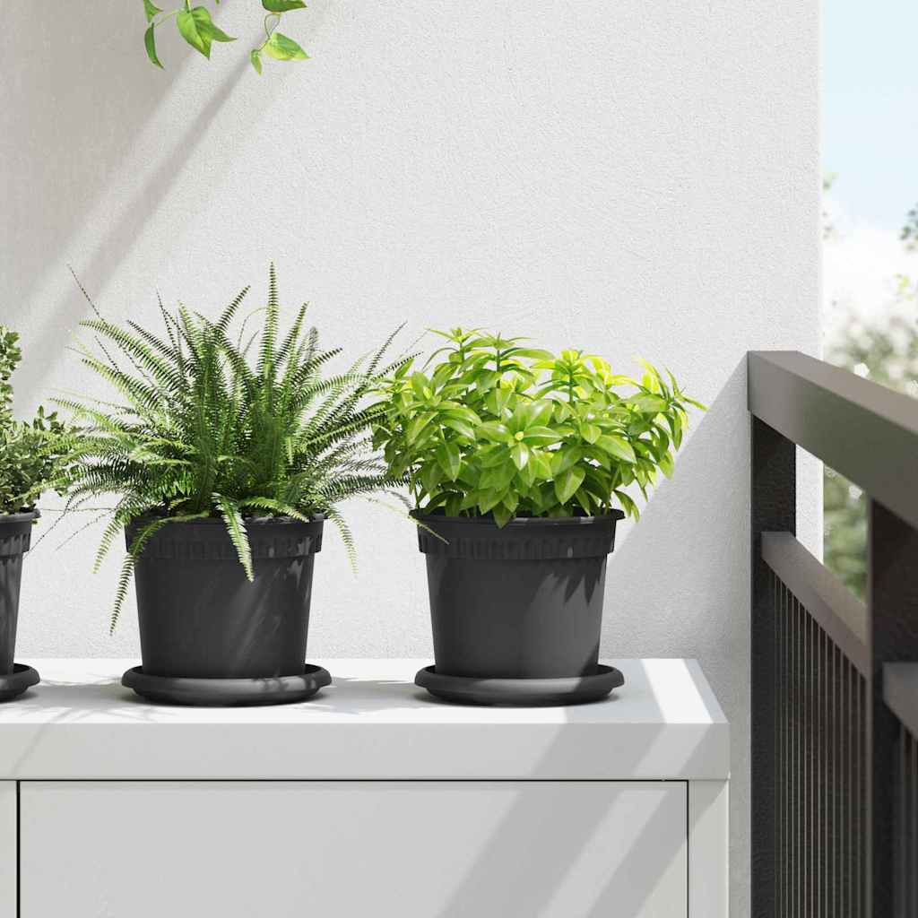 Γλάστρες φυτών 6 pcs Μαύρο Ø 15 x 12 cm Πλαστικό - Pakobazaar