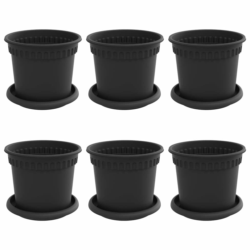 Γλάστρες φυτών 6 pcs Μαύρο Ø 15 x 12 cm Πλαστικό - Pakobazaar