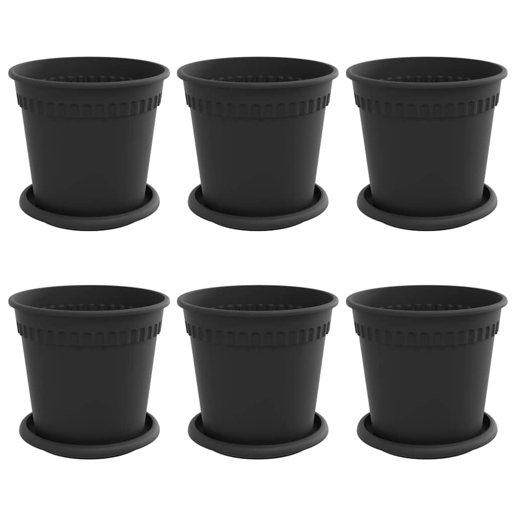 Γλάστρες φυτών 6 pcs Μαύρο Ø 17 x 14 εκ Πλαστικό